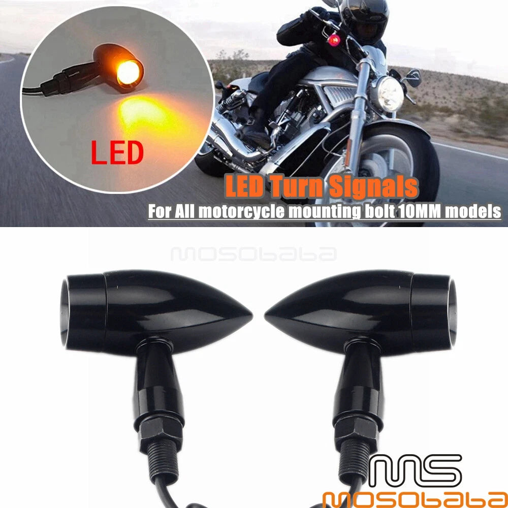 Bullet Shape LED Turn Signal Lights for Harley Honda Kawasaki Yamaha Ducati
