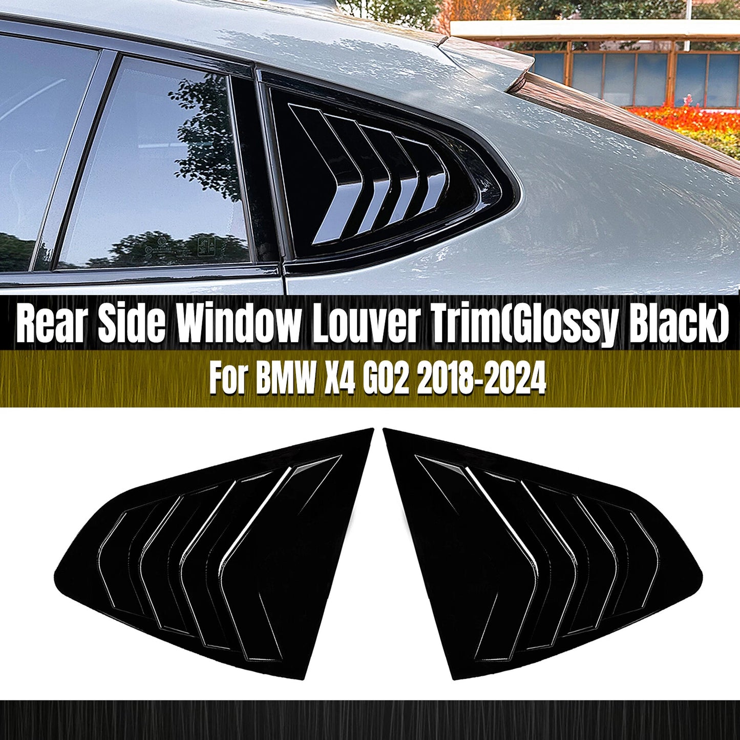 Gloss Black Rear Window Louvers for BMW X4 G02 (2018-2024)