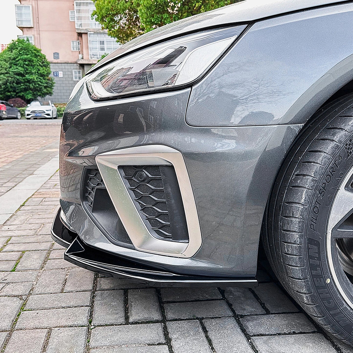 Front Spoiler Lip for Audi A4 S4 B9.5 Sline (2020-2024) Gloss Black