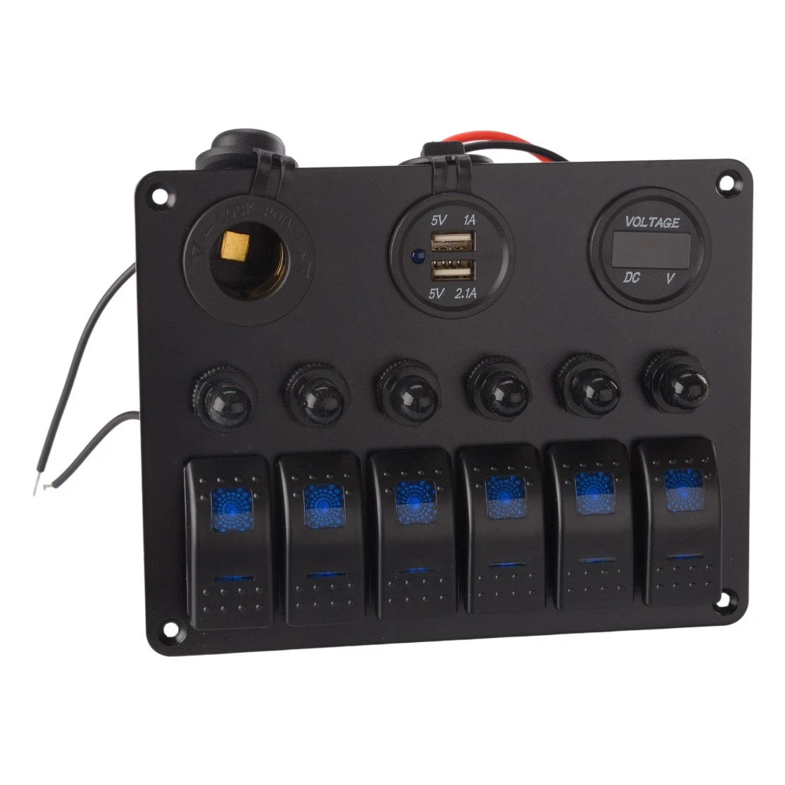 6 Gang LED Rocker Switch Panel for Car Truck Marine Boat