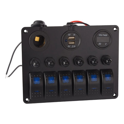 6 Gang LED Rocker Switch Panel for Car Truck Marine Boat