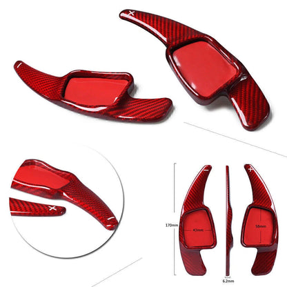 Steering Wheel Shift Paddle Extensions  Red Carbon Fiber for Audi A3 A4 Q7 TTS