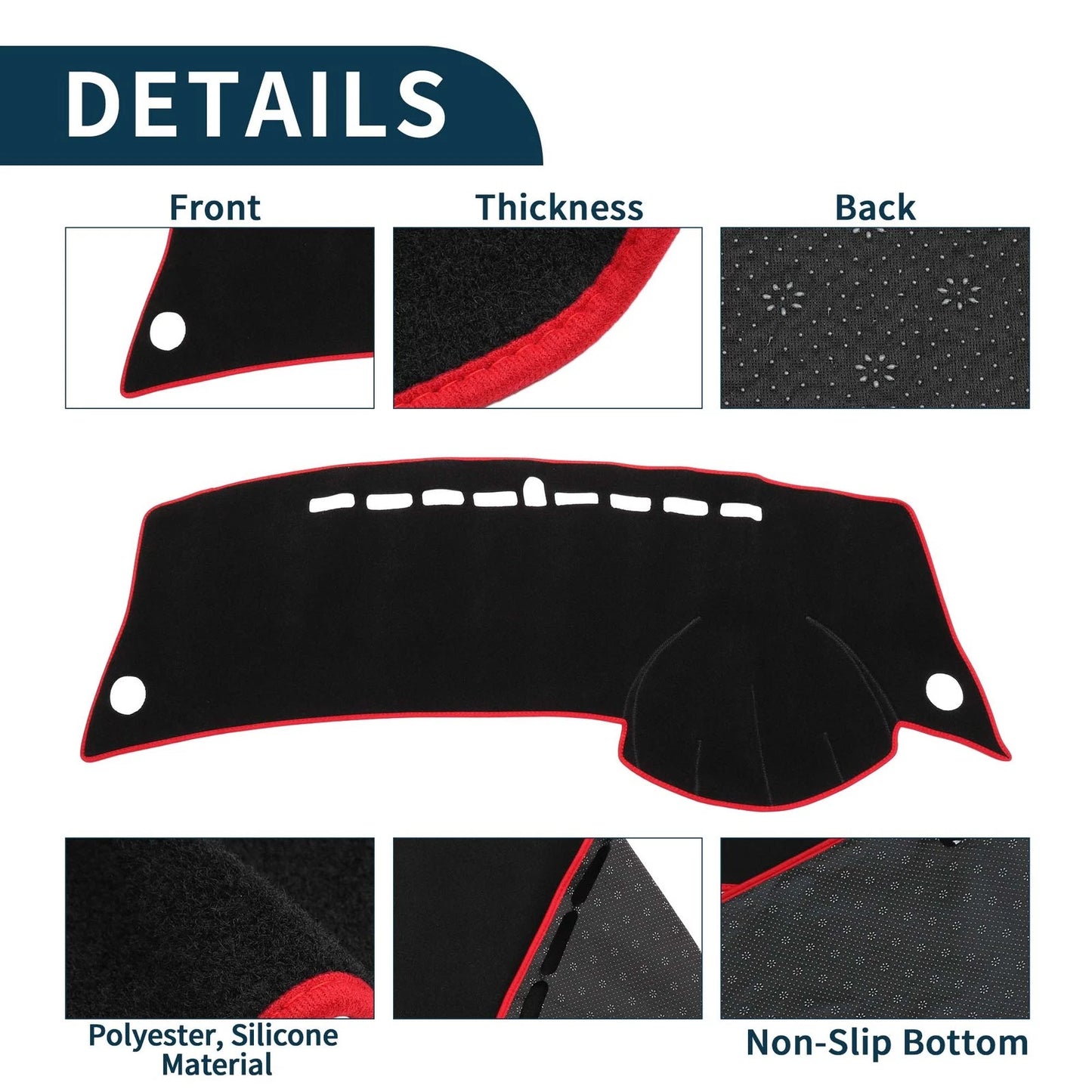 Dashboard Cover Mat for Honda City Grace 2008-2013 Sun Protector Pad Black Red