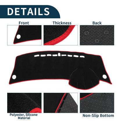Dashboard Cover Mat for Honda City Grace 2008-2013 Sun Protector Pad Black Red