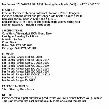 Dust Boot Kit for Polaris RZR 570/800/900/1000 (2011-2023)