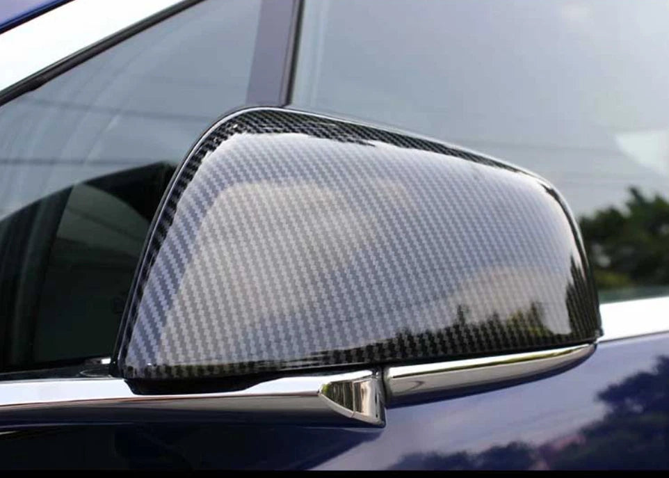 Carbon Fiber Rearview Mirror Lamp Cover Trim for Tesla Model X (2017-2023) 2 x