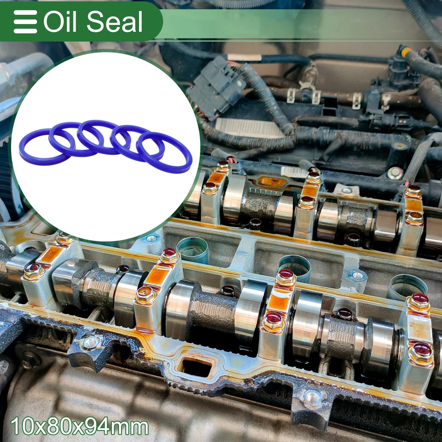 Oil Seal 80x94x10mm Rotary Shaft Seal TPU Blue 5 Pcs for Car Make Model