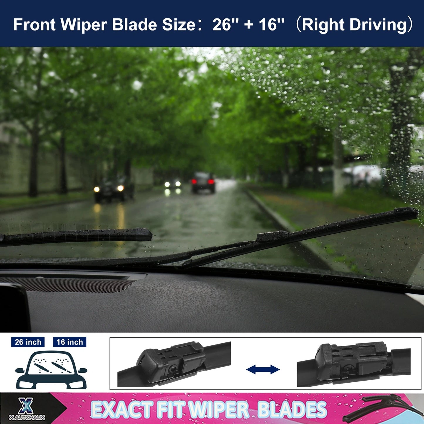 26" 16" Front Windshield Wiper Blades for Citroen C3 III (2009-2016)