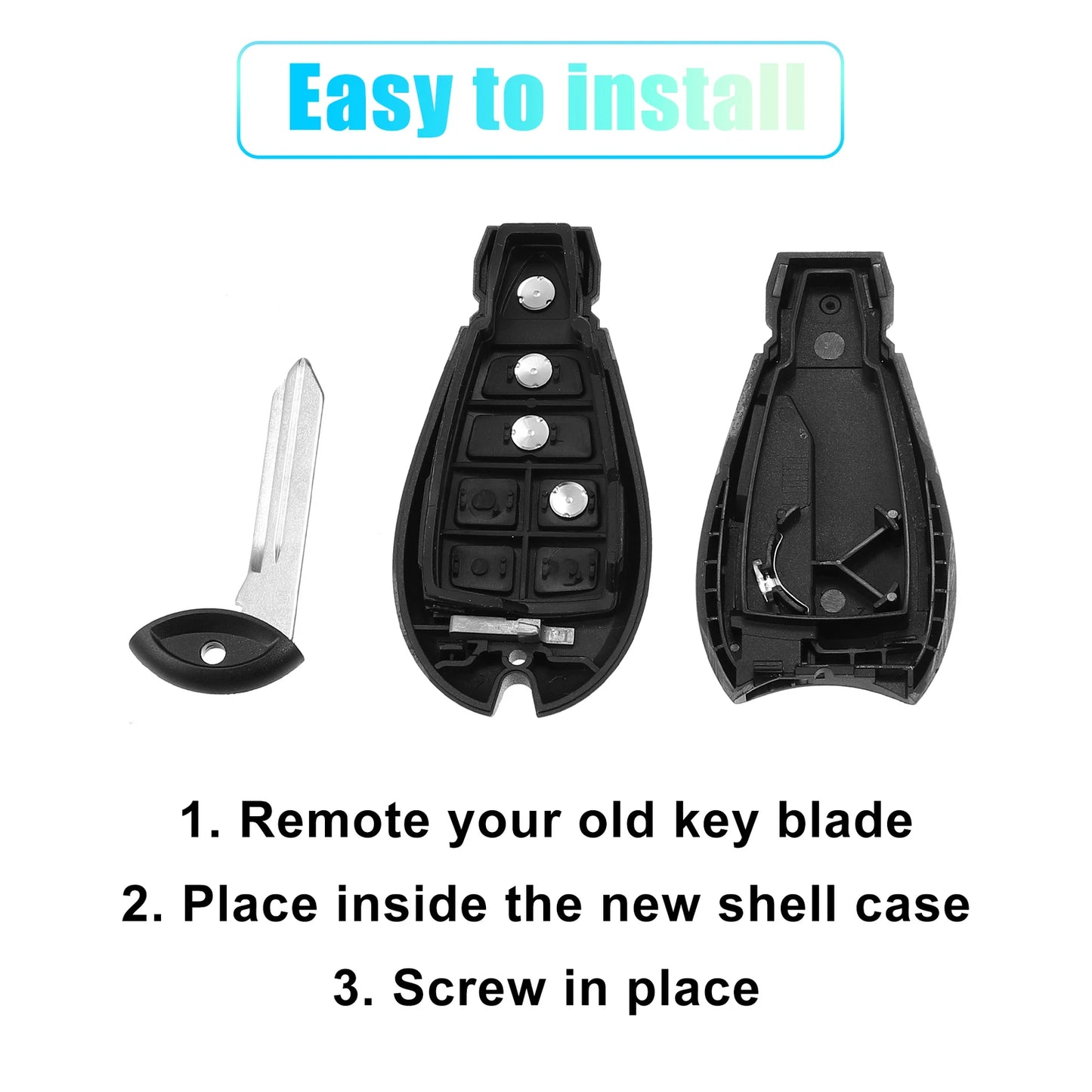 4 Button Keyless Entry Remote Shell Cover for Dodge & Chrysler with Blade