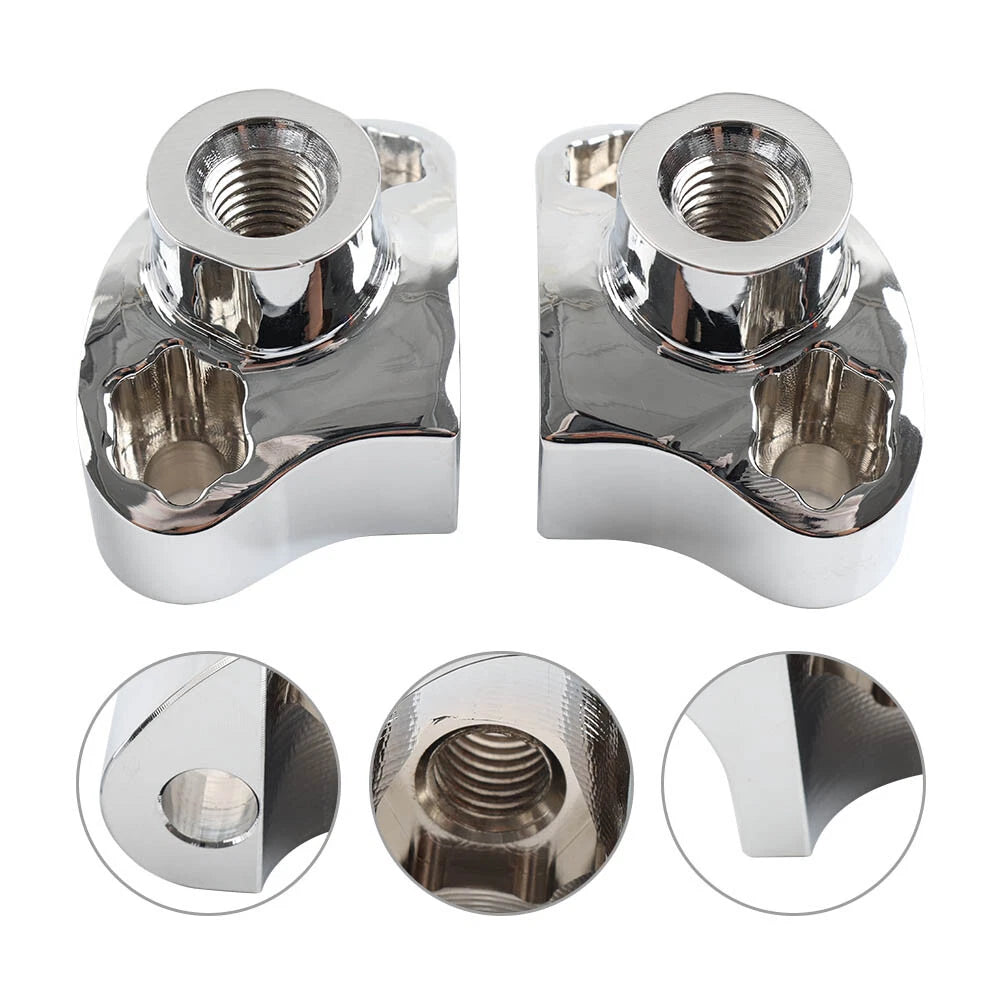 1" CNC Handlebar Risers w/Mount Screws Chrome for Harley Davidson