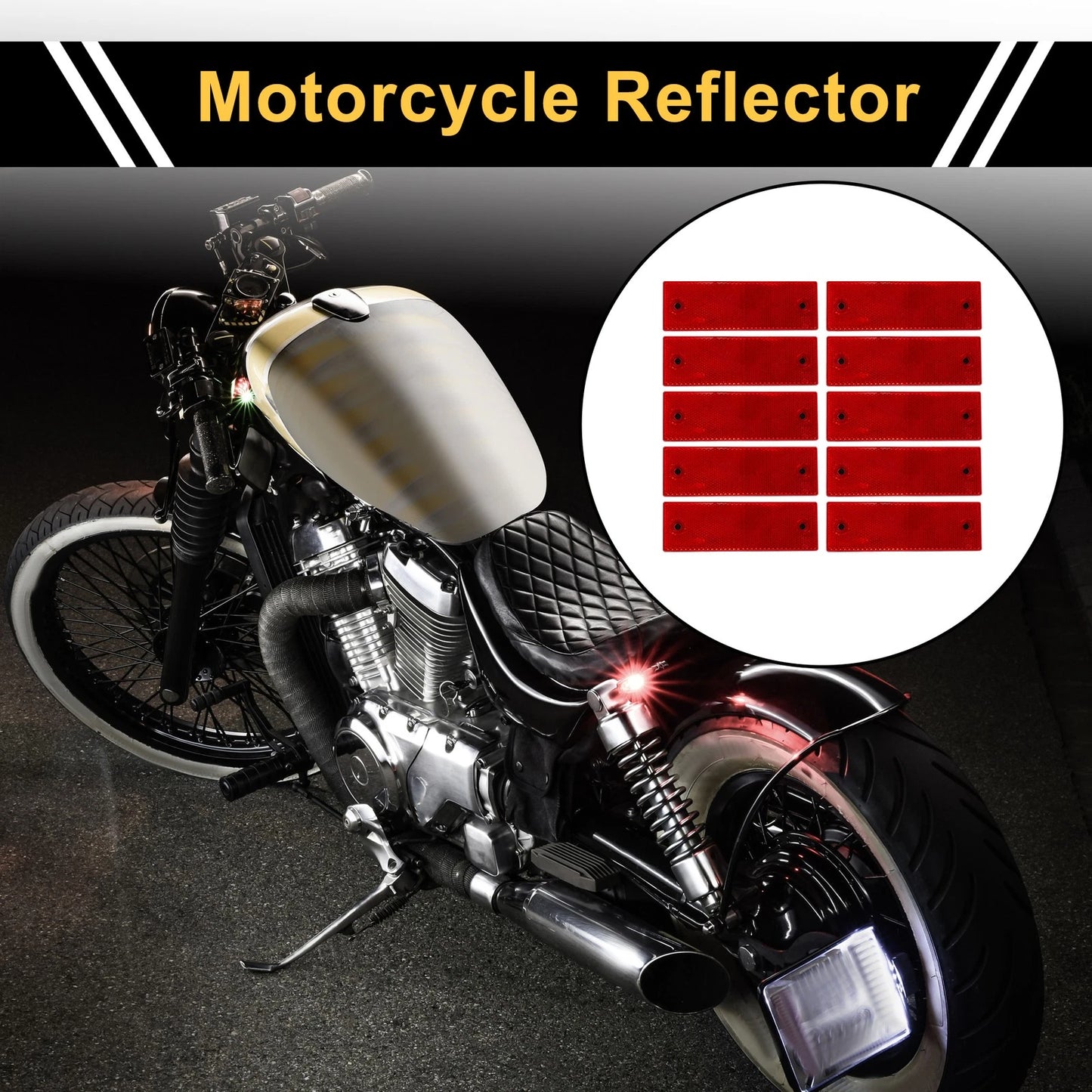 Reflector 15x5cm Red Rectangle Motorcycle 10 Pcs