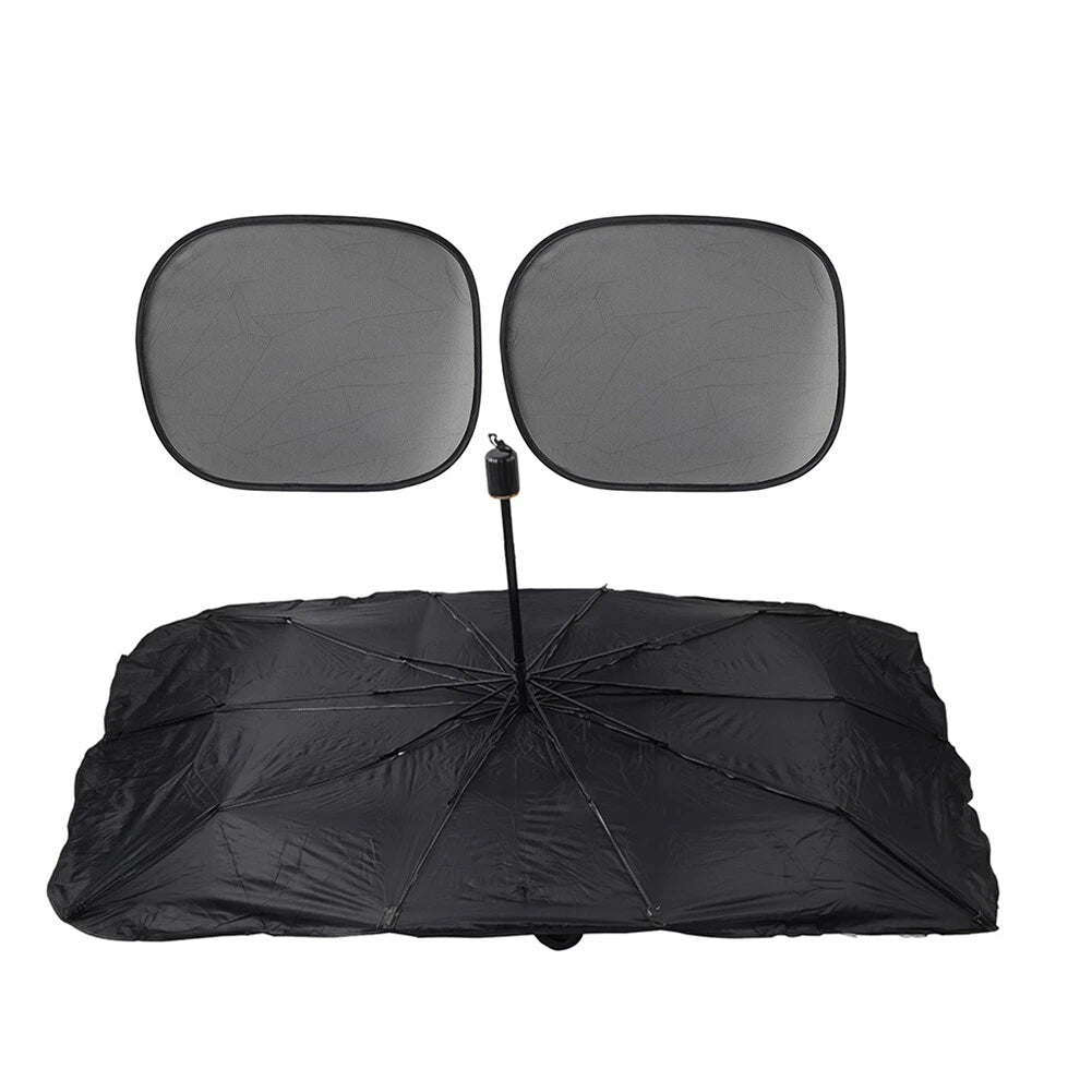 Windshield Sun Shade Umbrella Front Visor L Size Silver for Car