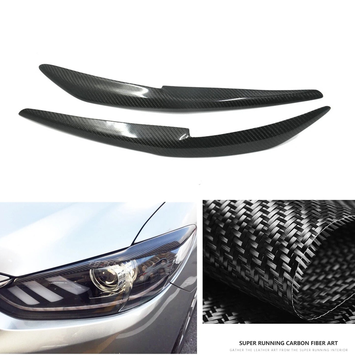 Front Headlight Eyebrow Trim 1 Pair for Mazda 6 Atenza (2014-2016)