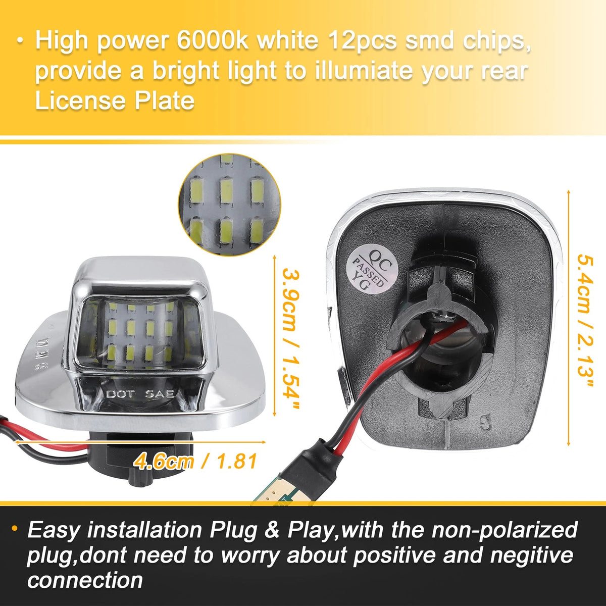 LED License Plate Light Lamp for Chevy C1500 C2500 6000K White