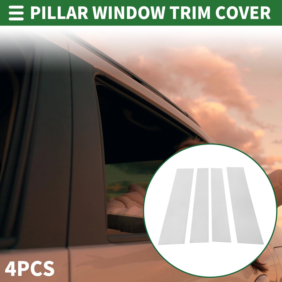 4 Pcs Door Pillar Window Trim for Toyota Tundra (2007-2013) Chrome Silver