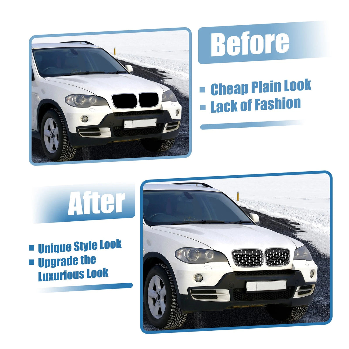 Front Hood Bumper Grille for BMW X5 X6 (2007-2013) - 1 Pair