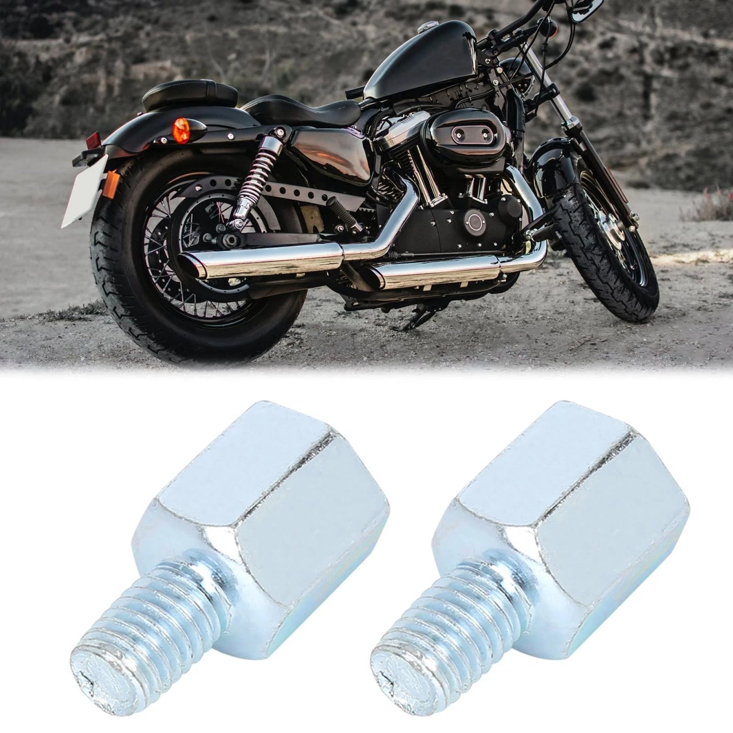 2 x 8mm RH to 8mm RH Rearview Mirror Adapters Silver Tone for Motorcycle