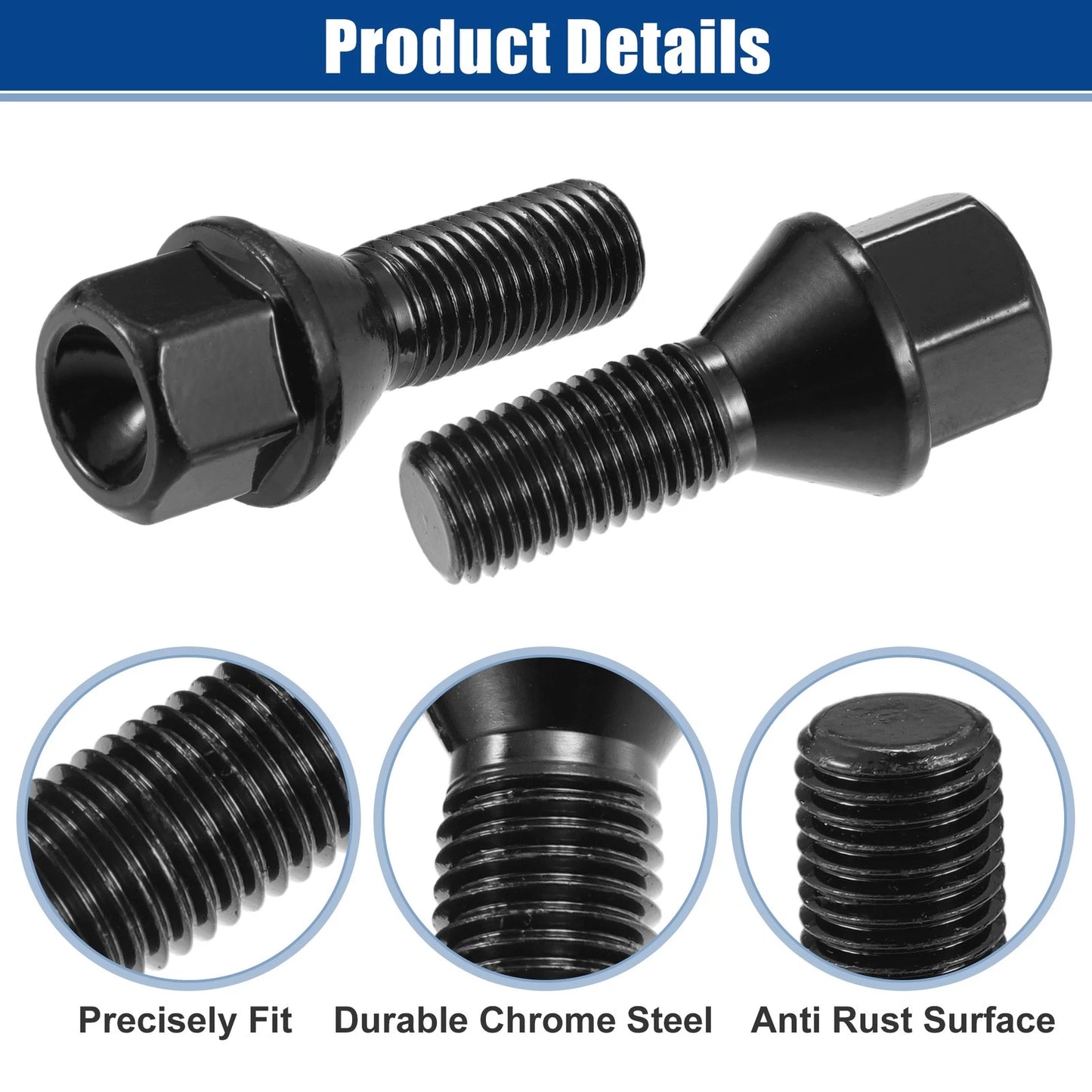 10 Pcs M12x1.5 Wheel Lug Bolt Nut for BMW E46 E90 E39 (2000-2012)