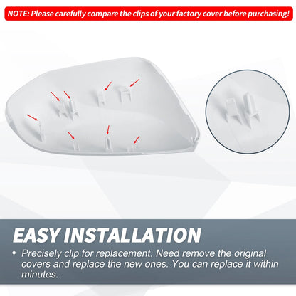 Left Side Door Mirror Cover Cap White for Toyota Camry (2018-2023)