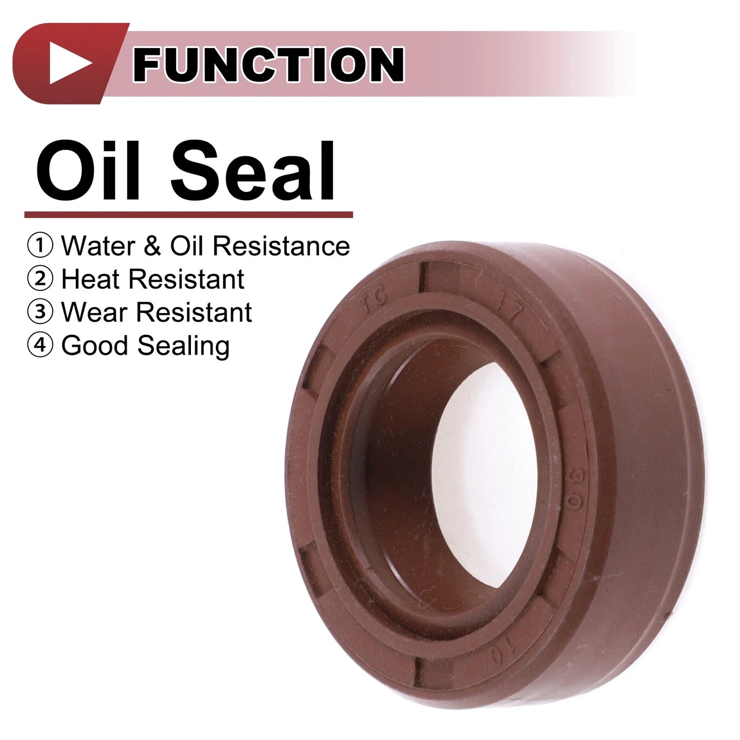 Oil Seal 17x30x10mm Seal Ring Rotary Shaft Seal FKM Rubber Brown 2 x Pcs
