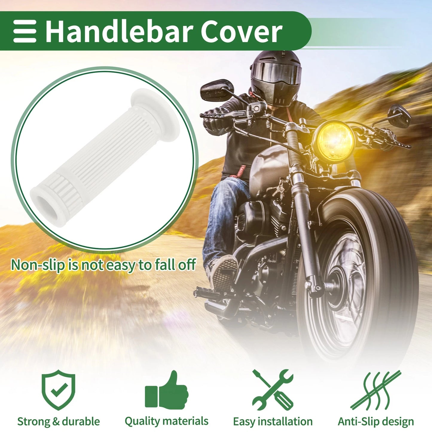 Hand Grips Cover TPU White for Motorcycle Handlebar 22mm