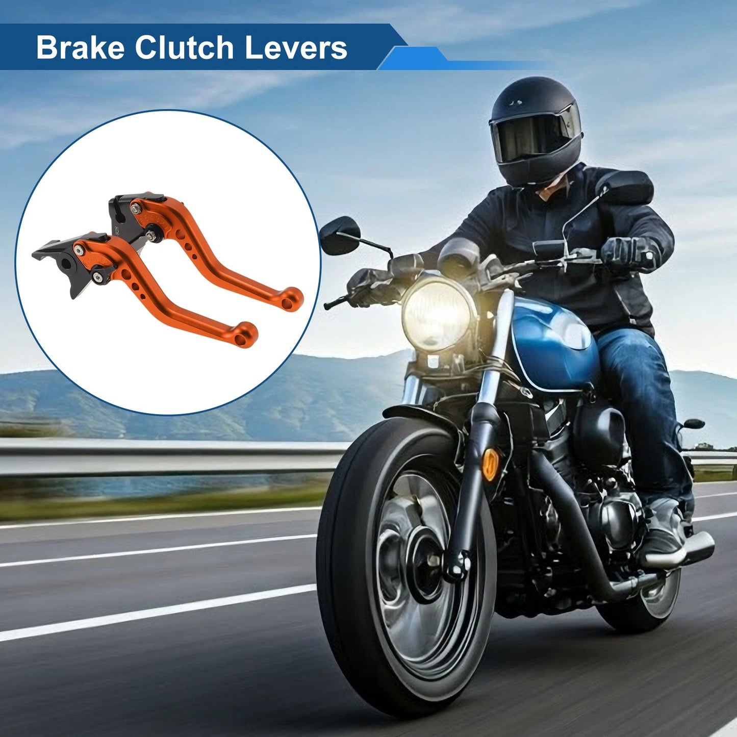 Orange Adjustable Short Brake Clutch Levers for Kawasaki Z750 (2007–2012)