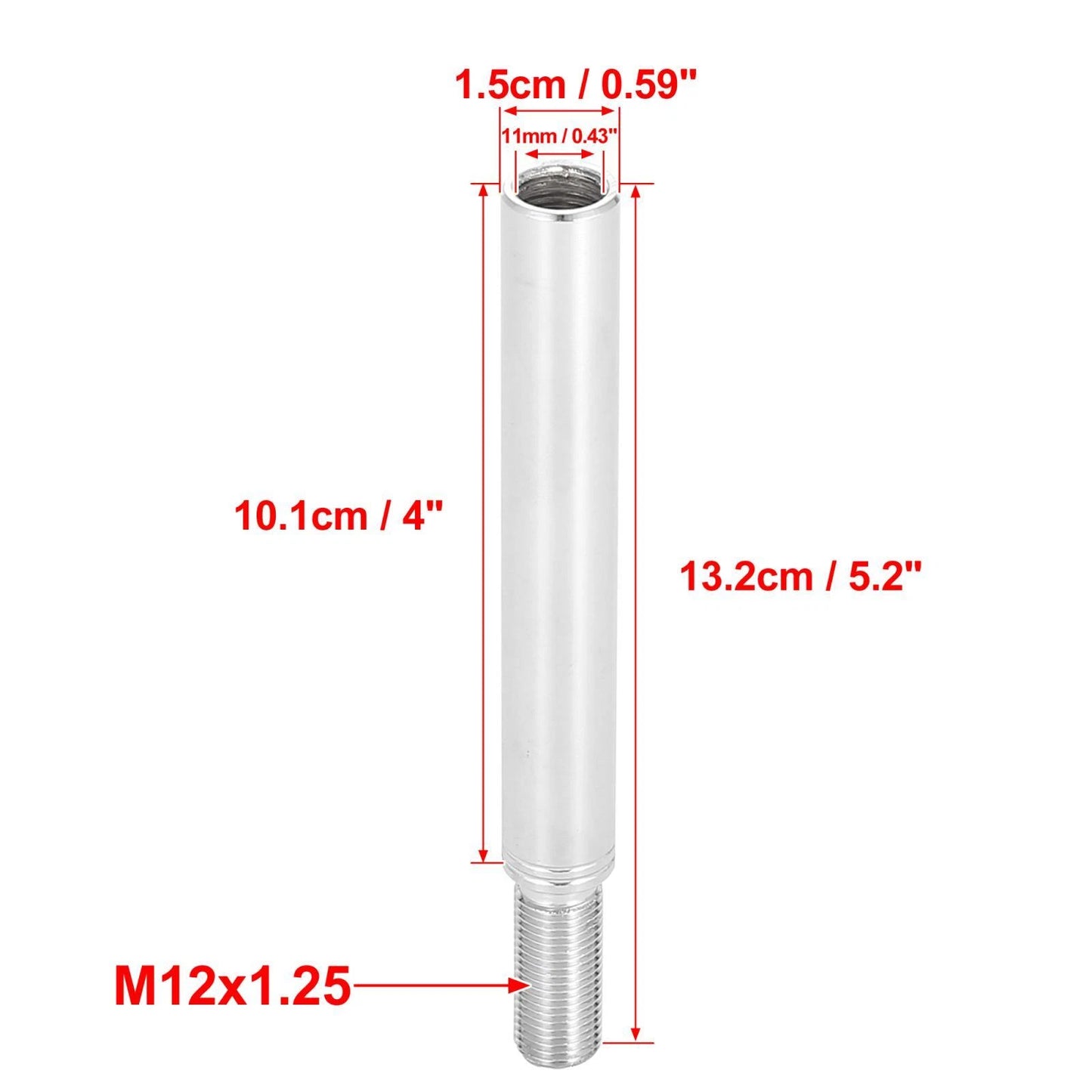 4" Gear Shift Knob Extender for Subaru M12X1.25 Silver Tone