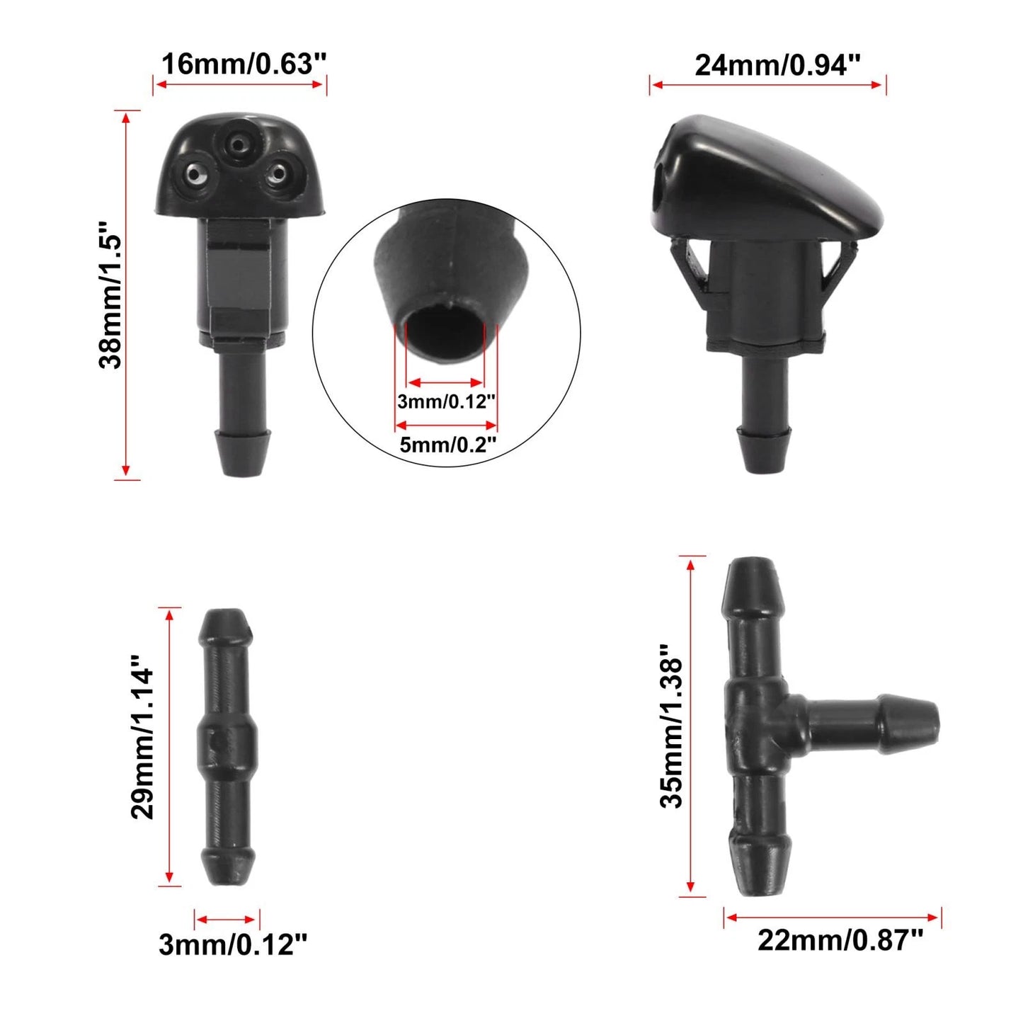 7 x Windshield Wiper Fluid Squirter Nozzles for Hyundai Tiburon (2003-2008)