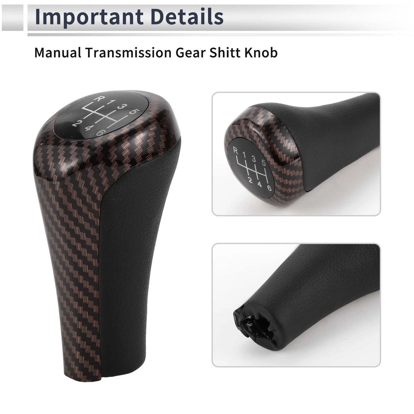 6 Speed Shift Knob for BMW X3 2004-2020 Plastic Shifter Knob Brown/Black