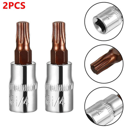 2 x 1/4 Inch Drive Steel T30 Torx Bit Sockets Alloy Steel Bit Sockets