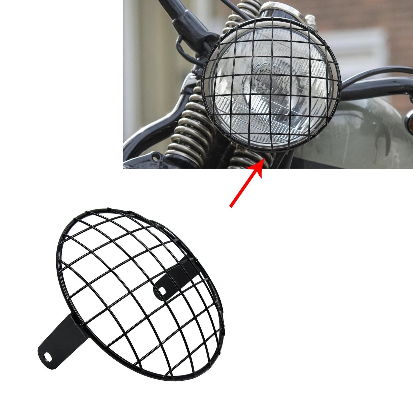 7.8in Headlight Mesh Grill Headlamp Grid Cover for Harley