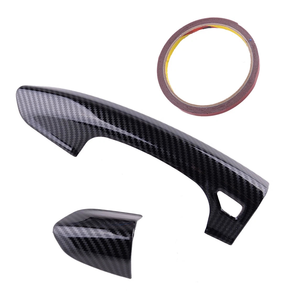 2 x L&R Carbon Fiber Style Door Handle Trim Caps for Ford Mustang (2015-2020)