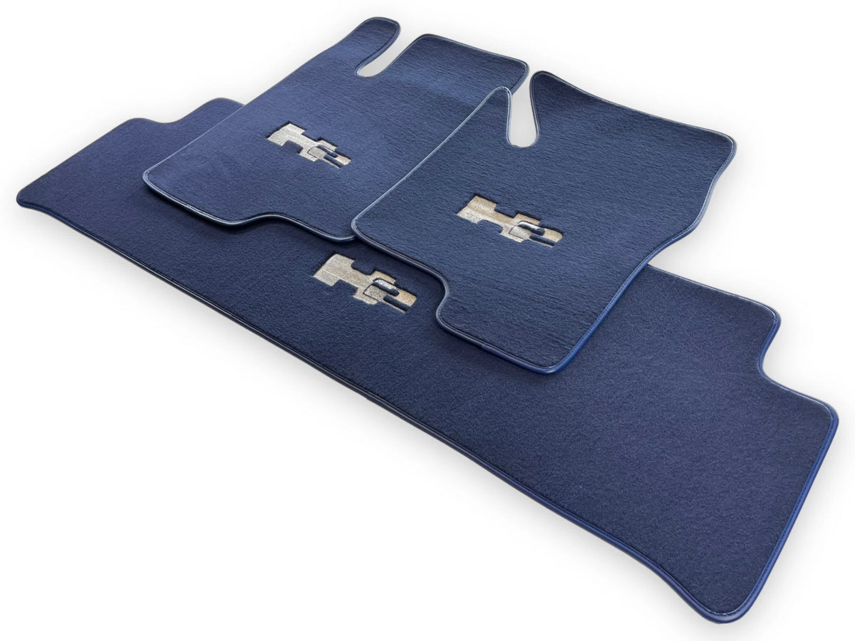 Tailored Dark Blue Floor Mats for Hummer H2 with H2 Emblem (2003-2009)