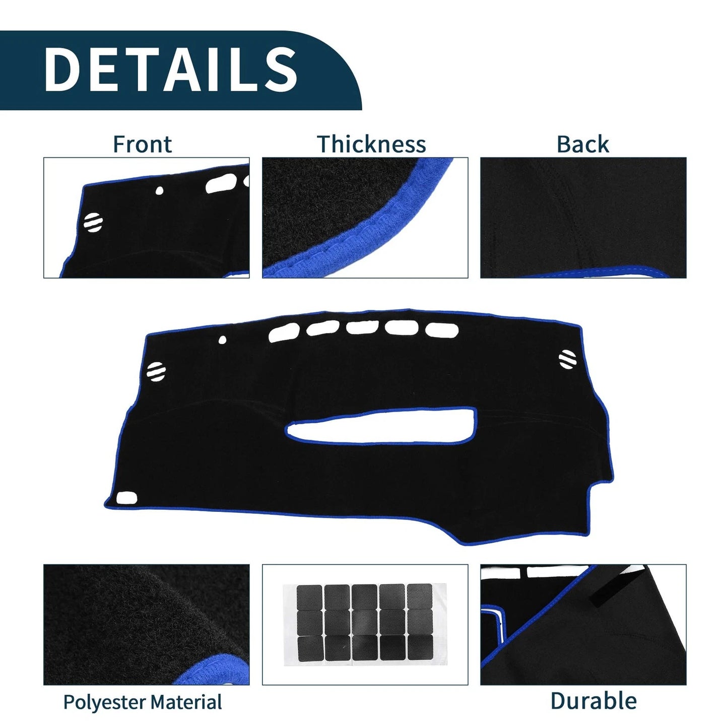 Dashboard Dash Cover Mat for TOYOTA Prius 30 Series (2009-2015) - Black Blue Set