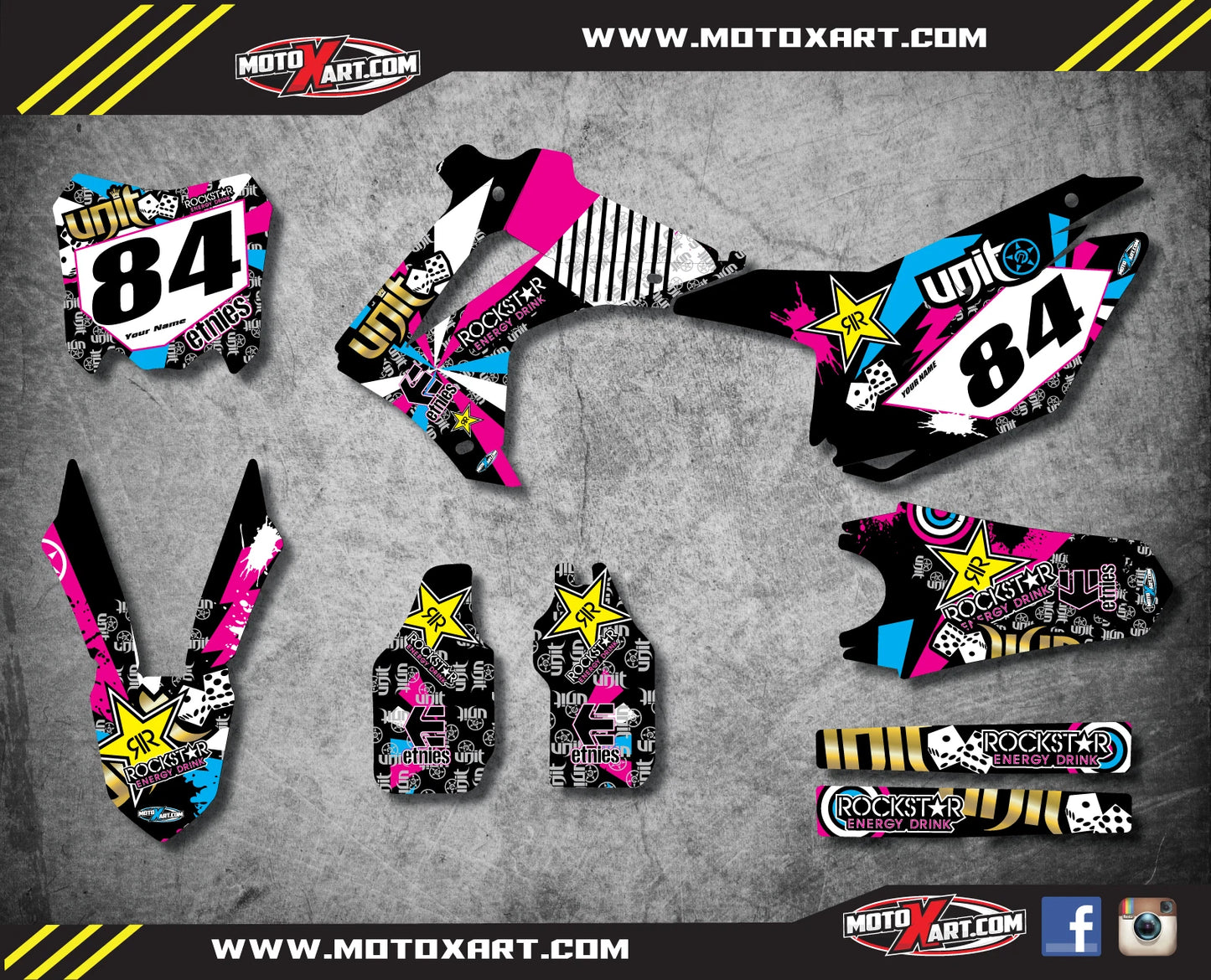 RUSH Style Sticker Kit for Honda CRF 450 2013-2016 Full Custom Graphics