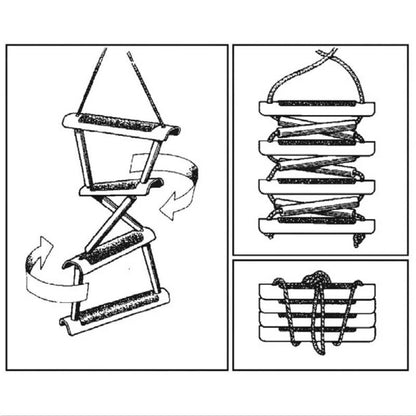 Boat Boarding 5 Step Folding Rope Ladder Folds Flat 1.5m for All Boats