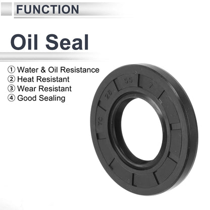 Oil Seal 28x55x7mm Nitrile Rubber Black 5 Pcs for Make Model