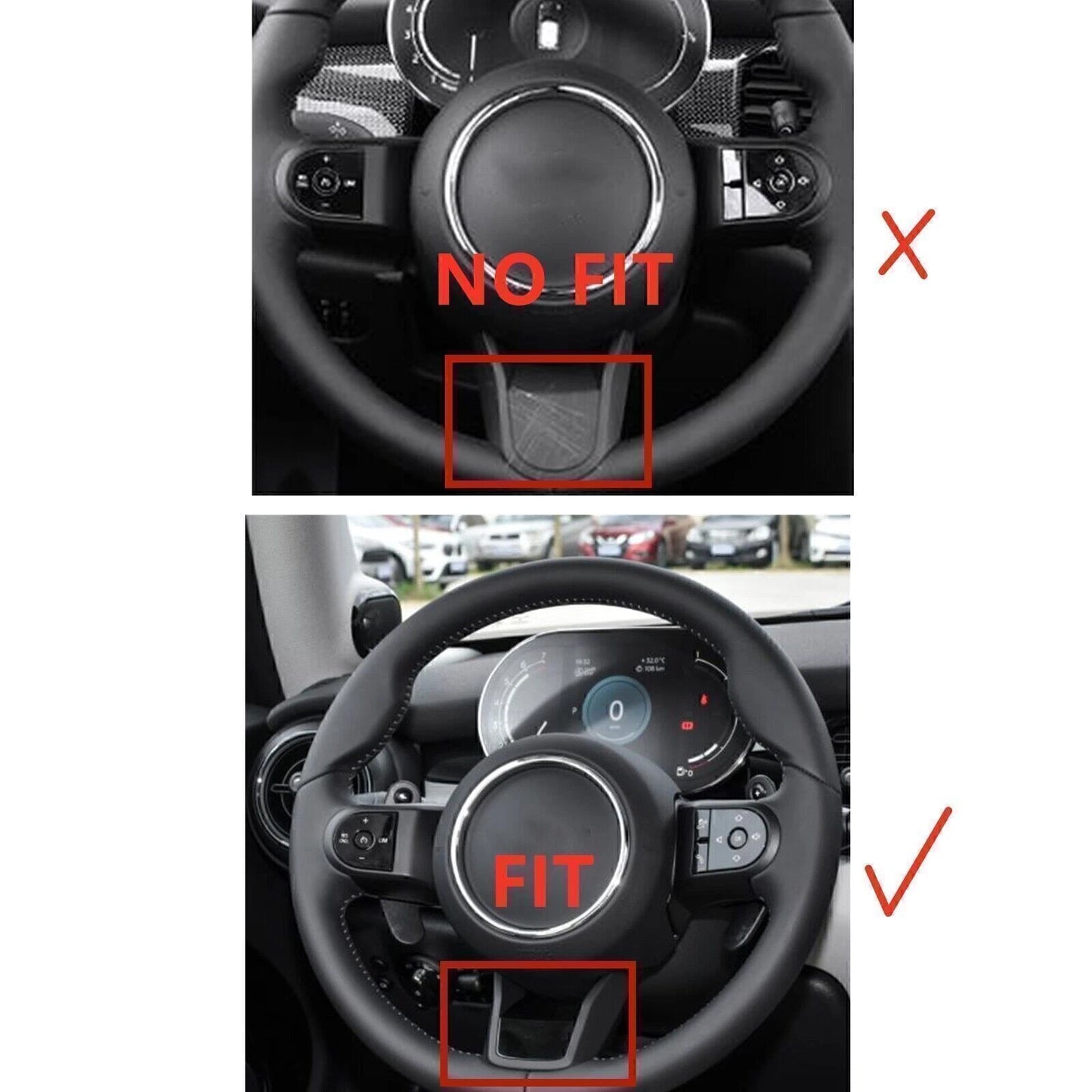3 x Black Carbon Fiber Steering Wheel Covers for Mini Cooper F55/56/57 (2021-2023)