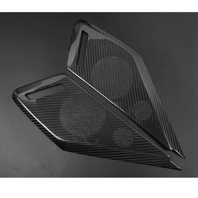 Real Carbon Fiber Interior Door Speaker Panel Cover Trim for Corvette C8 2020-23