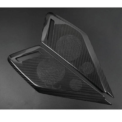 Real Carbon Fiber Interior Door Speaker Panel Cover Trim for Corvette C8 2020-23