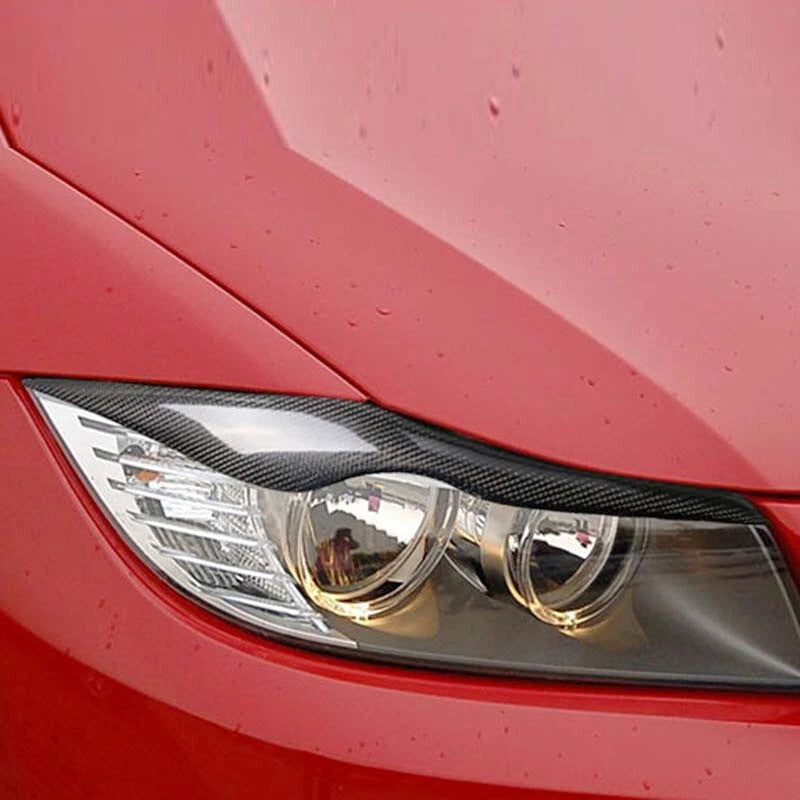 Carbon Fiber Headlight Eyelid Eyebrows Cover Trim fit For BMW 3 Series 2009-2011