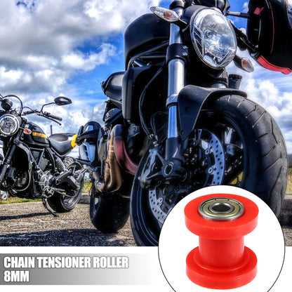 2 x 8mm Drive Chain Pulley Chain Tensioner Rubber Wheel for Motorcycle Red