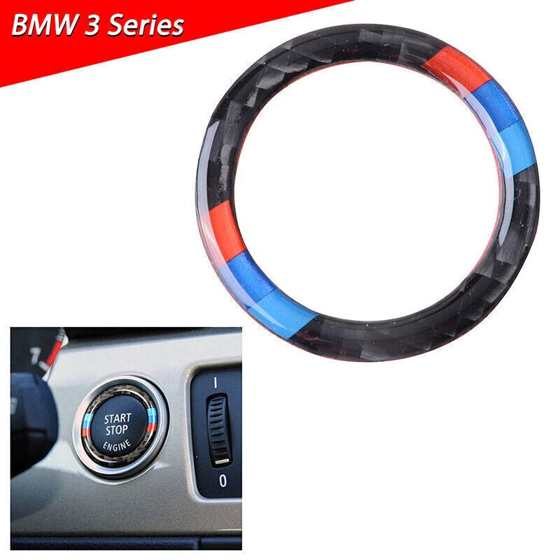 Carbon Fiber Engine Start Stop Button Trim for BMW E90 3-Series (2007-2013)