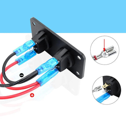 3 Gang Round Dot Lighted Rocker Toggle Switch Panel for Car/Truck/Boat Use