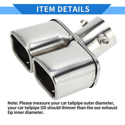 Square Curved Slant Cut Dual Exhaust Tips 2.4" Inlet for Toyota Raize (2020-2023)