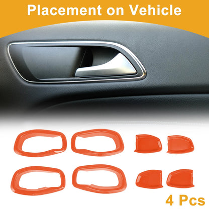4 x Orange ABS Interior Door Handle Bowl Cover Trim for Jeep Renegade (2015-2023)