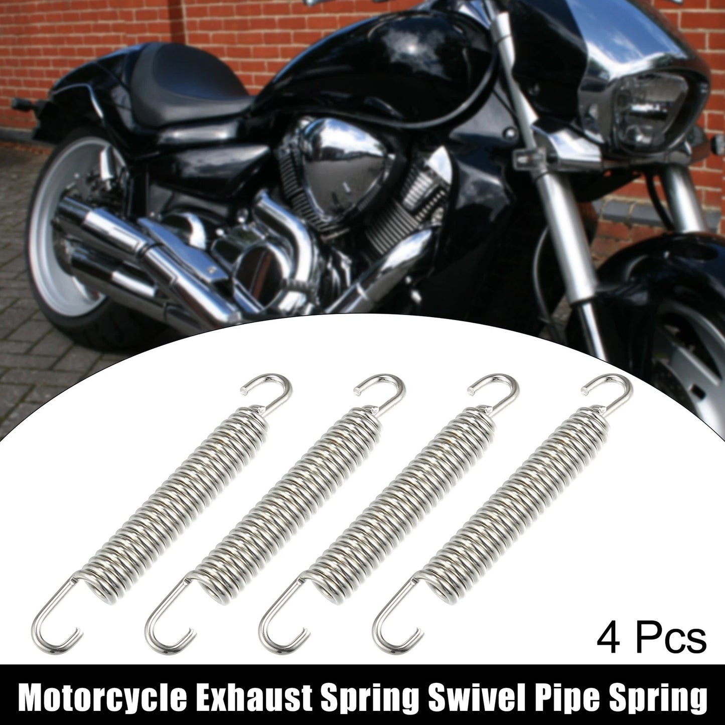 4x Exhaust Pipe Spring 80mm 3.15in Stainless Steel Silver Tone for Motorcycle