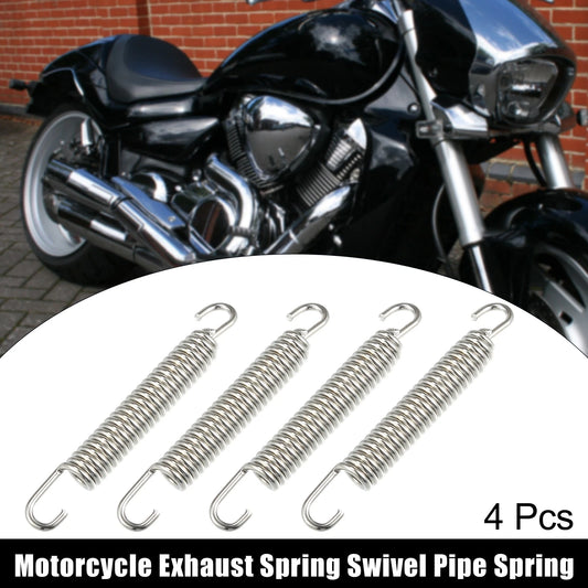 4x Exhaust Pipe Spring 80mm 3.15in Stainless Steel Silver Tone for Motorcycle