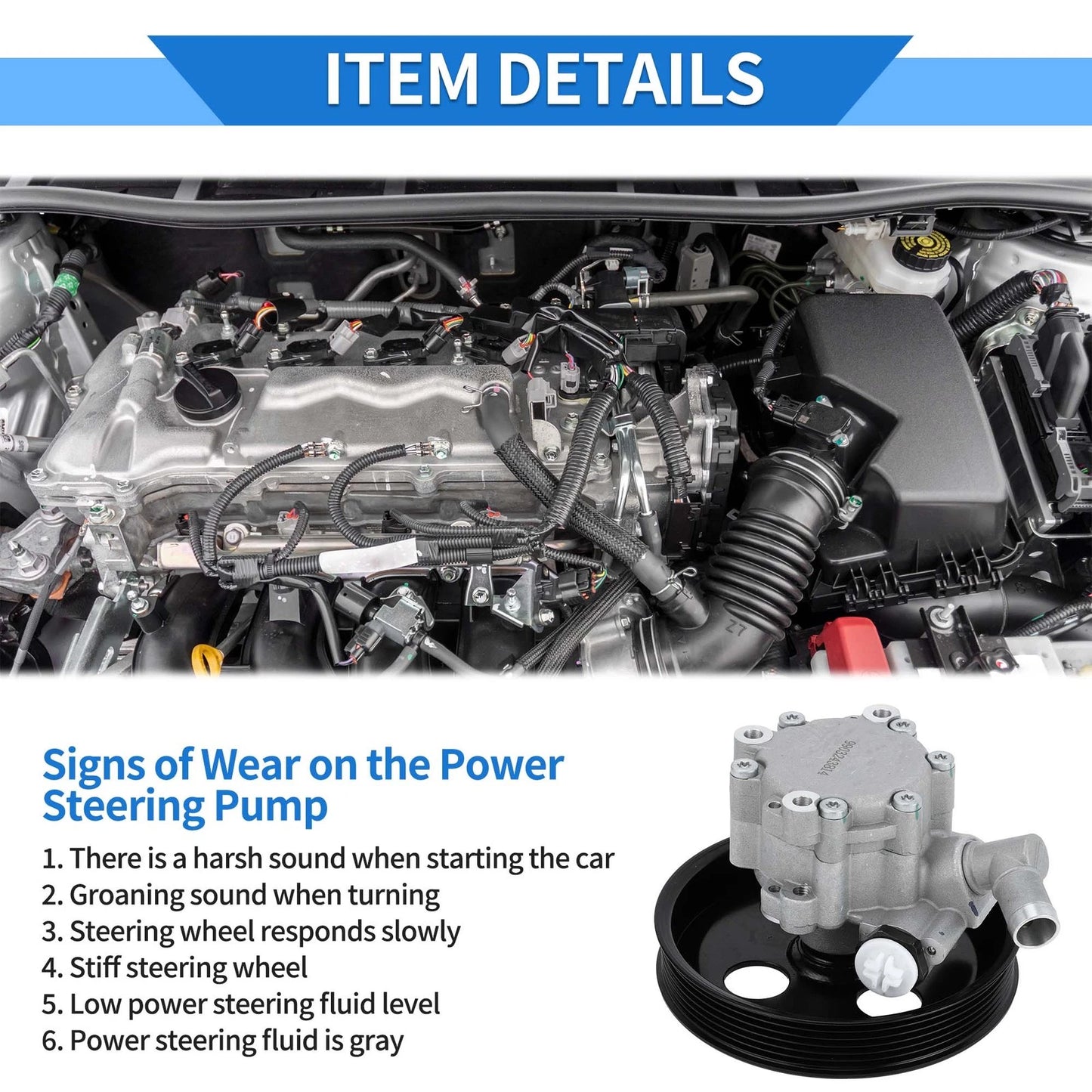 Power Steering Pump with Pulley for Jeep Wrangler (2007-2011)