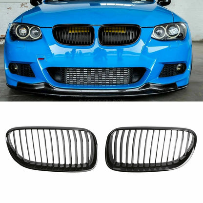2 x Front Kidney Grille Gloss Black for BMW E92 E93 328i 335i Coupe (2011-2013)